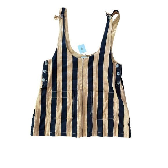 Urban Outfitters‎ Women's Size L Sleeveless  Jumper Gold Black Stripe - Picture 2 of 4